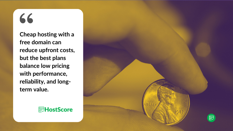 Cheap hosting with a free domain can reduce upfront costs, but the best plans balance low pricing with performance, reliability, and long-term value.