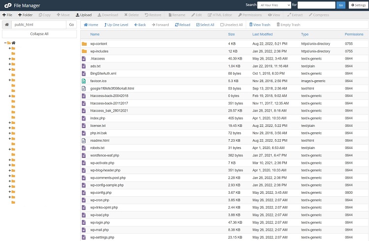 Web hosting control managers provide a file management tool you can use for manual backups.