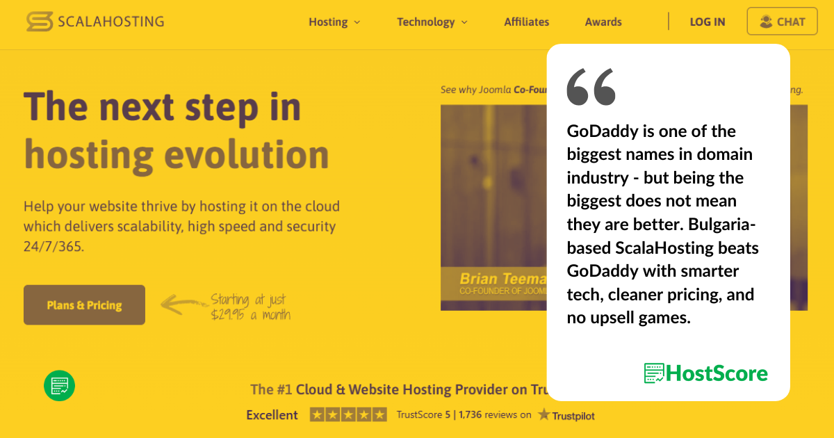 GoDaddy vs ScalaHosting