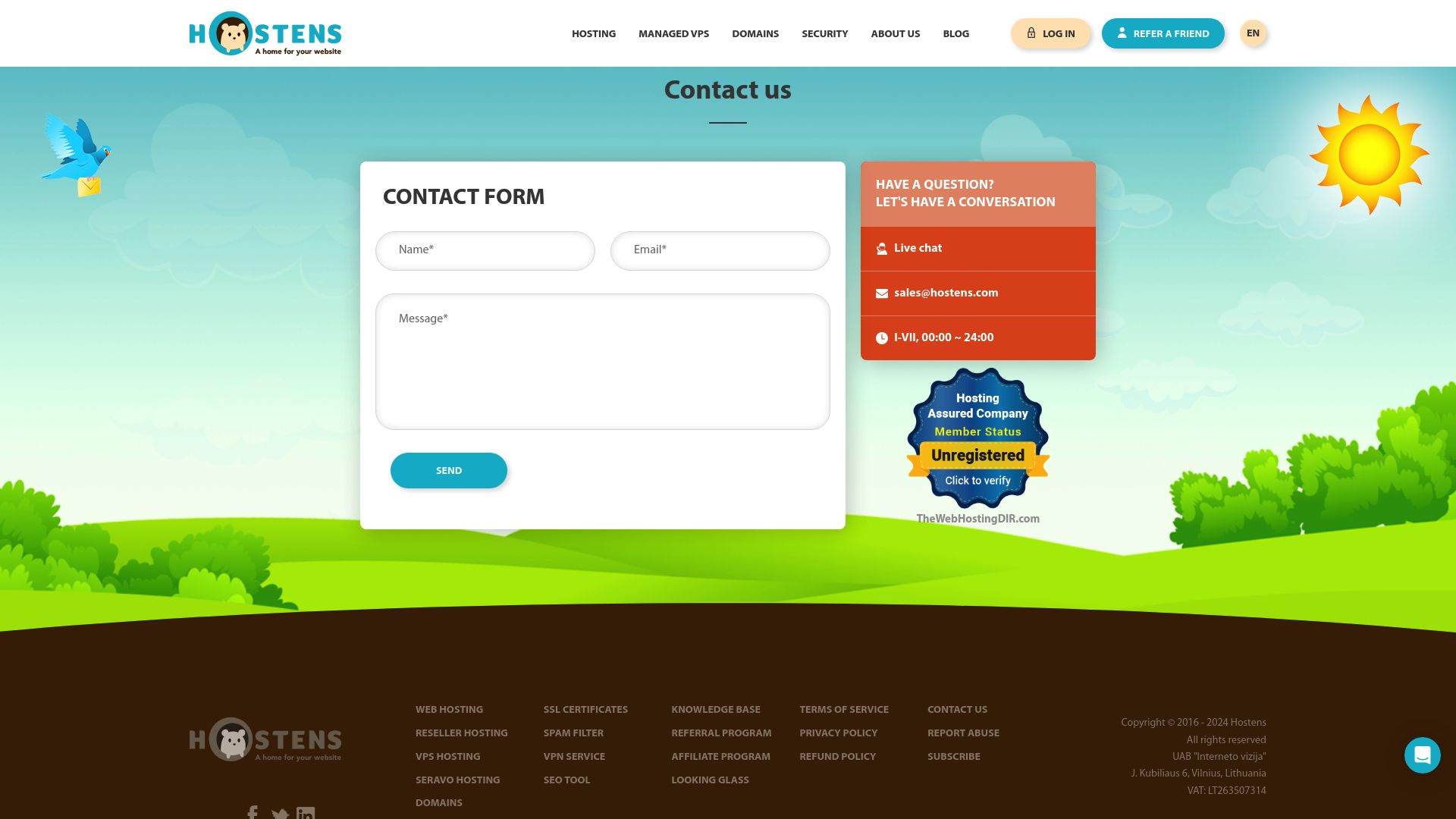 Hostens Служба поддержки клиентов: