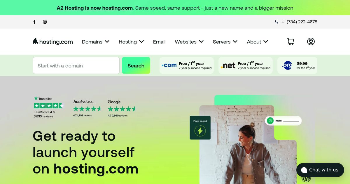 Hosting.com Review - Website Screenshot