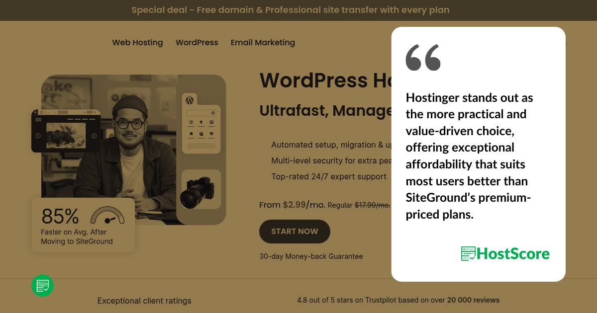 Hostinger vs SiteGround