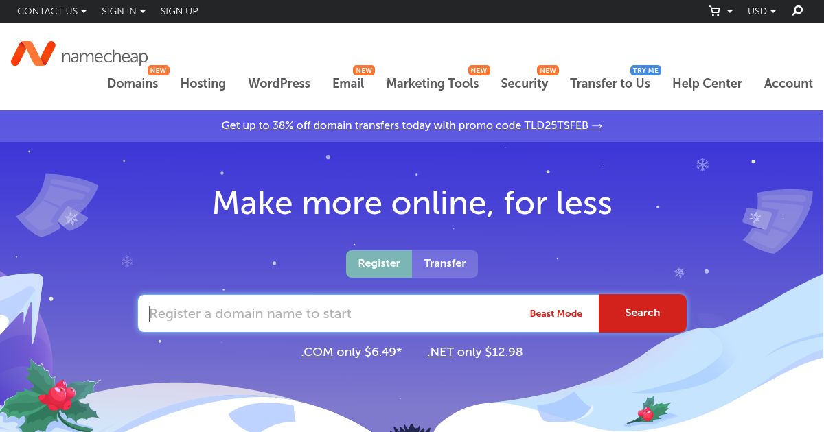 Recherchez et enregistrez votre domaine de blog sur NameCheap