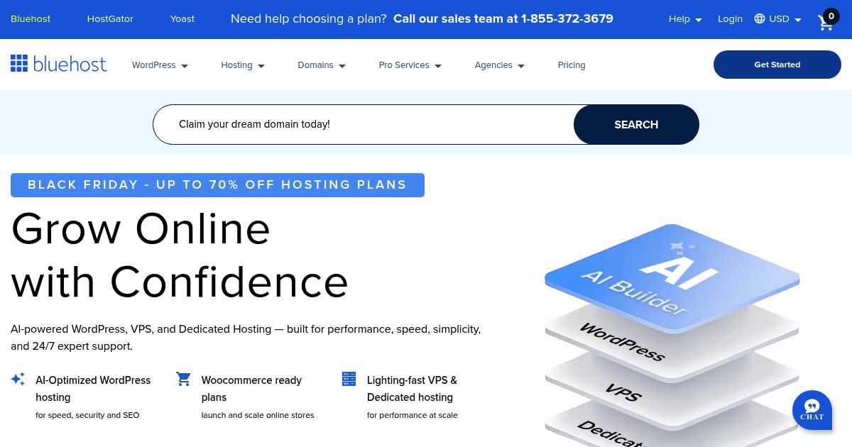 Bluehost Black Friday 2025: Up to 70% OFF Web Hosting + 40% OFF VPS