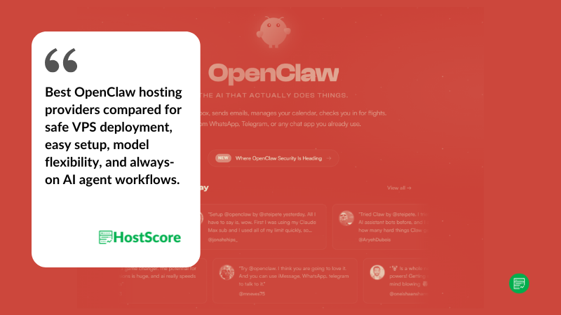 Best OpenClaw hosting providers compared for safe VPS deployment, easy setup, model flexibility, and always-on AI agent workflows.
