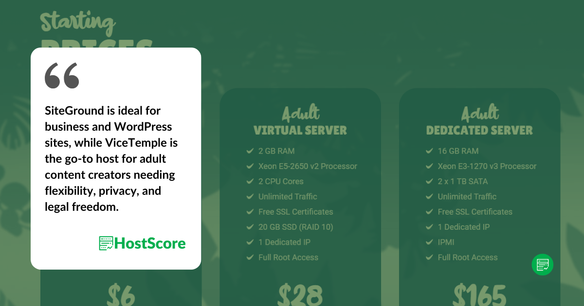 SiteGround vs Vice Temple