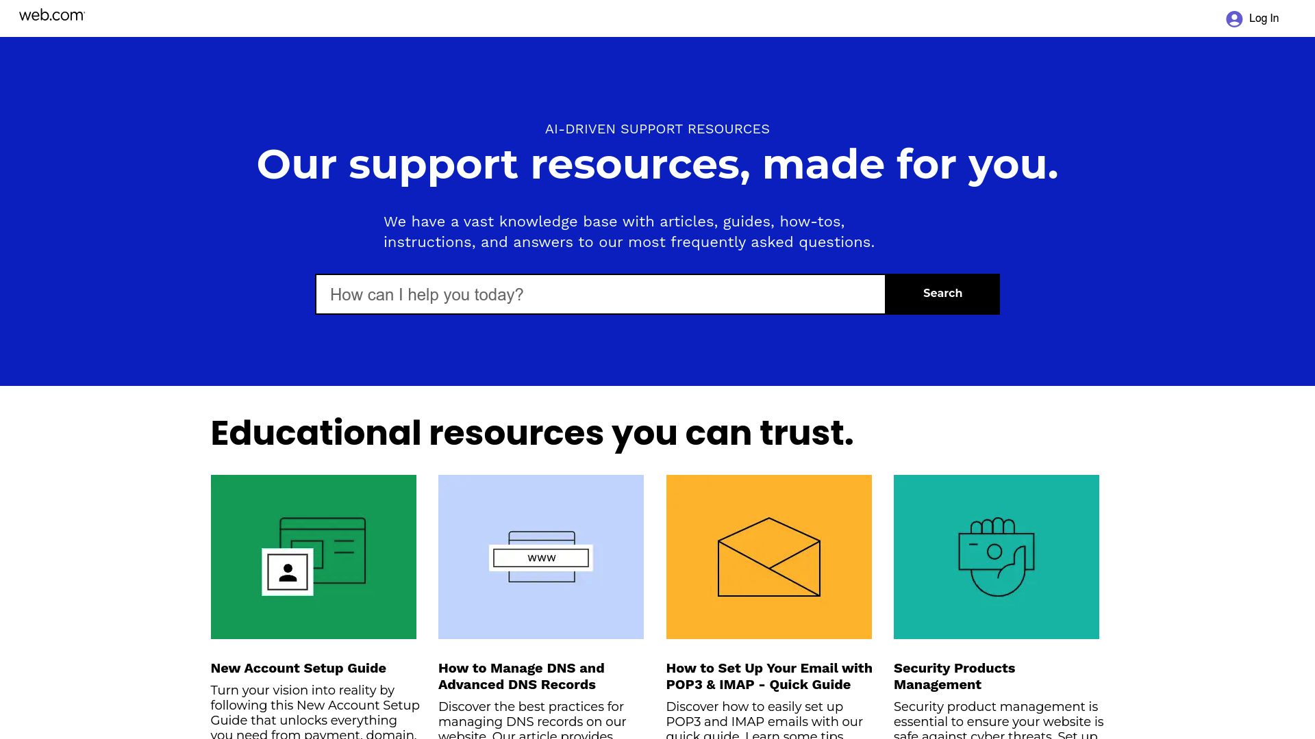 Web.com Support Page - Submit Your Support Request Here Web.com Support Page