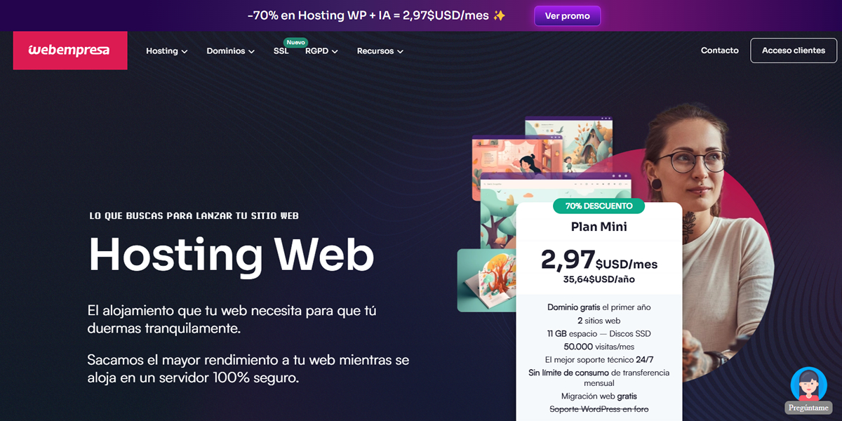 Webempresa Spanish Landing Page